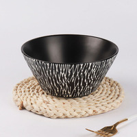 Offre Spéciale 8 pièces Noir Mat Assiettes Bols En Porcelaine Durable Vaisselle Ensemble