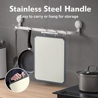 Keuken 2-delige snijplankset van tarwehalm PP en roestvrij staal met sapgoot, 2-in-1 snijplank van titanium, food grade