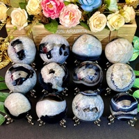 Sphère en agate noire de cristal naturel de haute qualité pour la décoration et les cadeaux, vente en gros
