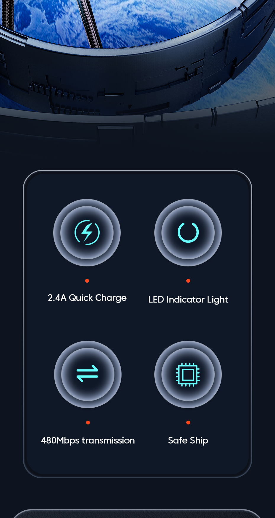 Кабель Toocki Micro USB 12W 2.4A (1м)