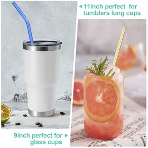 Pailles en verre borosilicate réutilisables écologiques, transparentes, colorées, droites et courbées, pour canettes en verre - Product Image 5