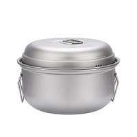 COTI Grande Marmite Écologique en Titane Pur Grande Capacité pour Usage Extérieur, Ensemble de Cuisson de Camping, Cuiseur Vapeur Léger et Portable 2.1L