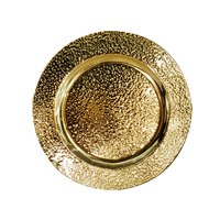 Assiettes de service de luxe élégantes en verre rond argenté doré, assiettes de mariage