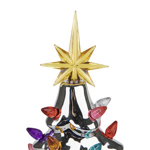 Co-Arts Wholesale <b>Battery</b> Powered Silver Ceramic Christmas Tree With Colorful <b>Bulb</b> - Product Image 3