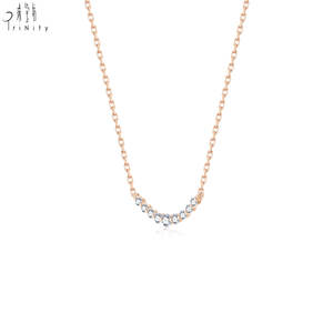 Collar con Colgante de Diamantes Naturales Reales de Oro Sólido de 18K, Diseño de Sonrisa Curva Elegante de Alta Calidad, Joyería Fina para Uso Diario de Mujer - Product Image 2