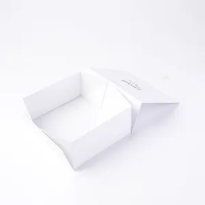 Luxury Eco Friendly Custom Hard Flip Top White Small Folding Paper Box Magnetic Gift Box