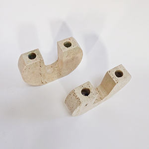 SH STONE personnalisé nordique maison religieux décoratif pierre naturelle Beige travertin marbre Double trous chandelier bougie bâton support - Product Image 6