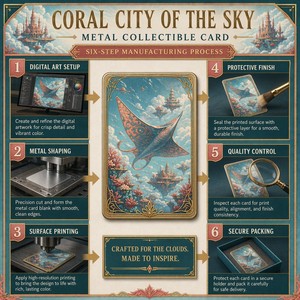 Carte Collezionabili in Metallo Personalizzate, Stampa HD 'Città del Cielo' in Acciaio Inossidabile, per Collezionisti TCG e Regalo di Lusso - Product Image 4