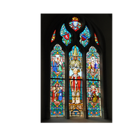 Vitrail stratifié en verre trempé pour église, fenêtre en plomb coloré pour mosquée, inserts pour porte fenêtre