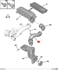 Convient pour <span class=keywords><strong>Peugeot</strong></span> Nouvelle <span class=keywords><strong>308</strong></span>, 408, 308S, 3008, 4008, 5008, raccord d'air et tuyau de raccordement du filtre à air 9801631280 - Product Image 5