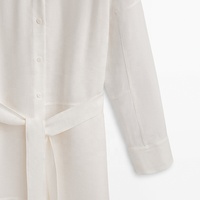 Robes chemise en tissu de coton et de lin doux à la mode personnalisée, robe élégante et décontractée de grande taille à manches longues avec ceinture pour femmes