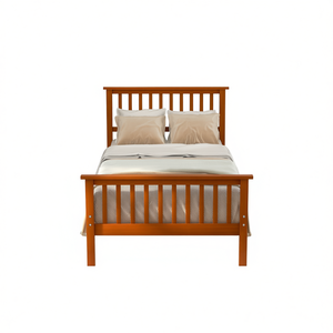 Lit plateforme en bois avec tête et pied de lit en bois massif, design traditionnel, taille Queen - Product Image 1