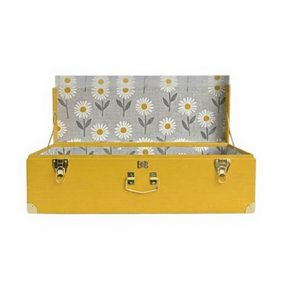 Yellow Rectangular European Style Waterproof Durable <b>Storage</b> <b>Trunk</b> Daisy Print Interior <b>Metal</b> Clasps Handle Powder Coated - Product Image 1