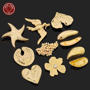 Botones Metálicos con Vástago, Botones Personalizados con Formas Irregulares de Concha, Logotipo Grabado, Decoración de Concha de Pescado para Ropa - Product Image 1