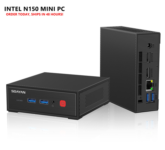 2025 Intel N150 Mini Desktop PC with 4K Dual HD-MI Display 4x USB3.2 DDR4 RAM SSD for Home & Student EU/JP/UK Plugs