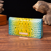Dompet Wanita PU Bergaya Retro Eropa Amerika, Multi-warna, Model Baru, Motif Buaya, dengan Kancing Magnet