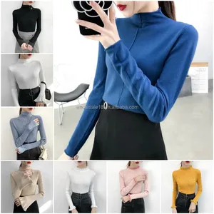 Custom Women Sweater Turtleneck Women High Neck Sweaters Knitted Cotton Girl Winter Crew Neck Print Pattern Thick Pullovers