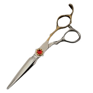 Tijeras de entresacar Mj de 6 pulgadas con mango dorado, de acero inoxidable, para peluquería, para uso con la mano derecha - Product Image 2