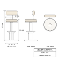 Tabouret de bar en velours avec structure en acier cannelé doré, chaise de bar haute pour comptoir, fourniture d'usine OEM
