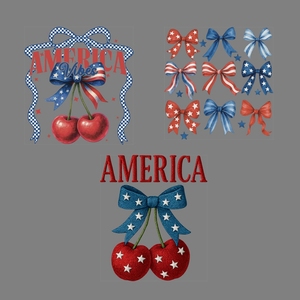 100 + Coquette Patriotic Bow DTF Transfer Impresión personalizada Floral EE. UU. Listo para presionar Transferencia Hierro en diseños para camiseta - Product Image 3