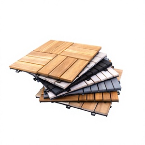Modern Acacia WPC Outdoor Decking Tiles 300x300mm Oiled Natural Golden Light Oak Anti-Slip Square Brushed Interlocking <b>Flooring</b> - Product Image 3