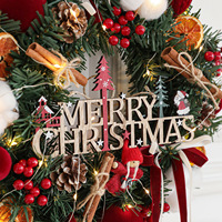 Dekorasi Pintu Rumah Natal Merah dengan Lampu, Karangan Bunga Natal, Dekorasi Natal
