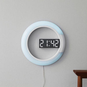 EMAFモダンな室内装飾ファッション3D吊り下げ式電気アートデジタル12インチミラーサンネオンナイトアラームスヌーズLEDウォールクロック - Product Image 6