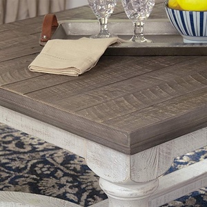 Tavolo da Cocktail in legno marrone all'ingrosso fattoria in colore imbiancato - Product Image 3