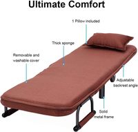 Chaise de lit paresseux rembourrée chaise de canapé-lit pliante chaise de loisirs pliante avec dossier réglable à 5 angles avec oreiller jusqu'à 330lbs