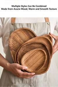 熱販売中 無垢材トレイ アカシア材 高級茶托 フルーツ・スナック・ナッツ・デザートプレート テーブルトップ収納食器 - Product Image 5