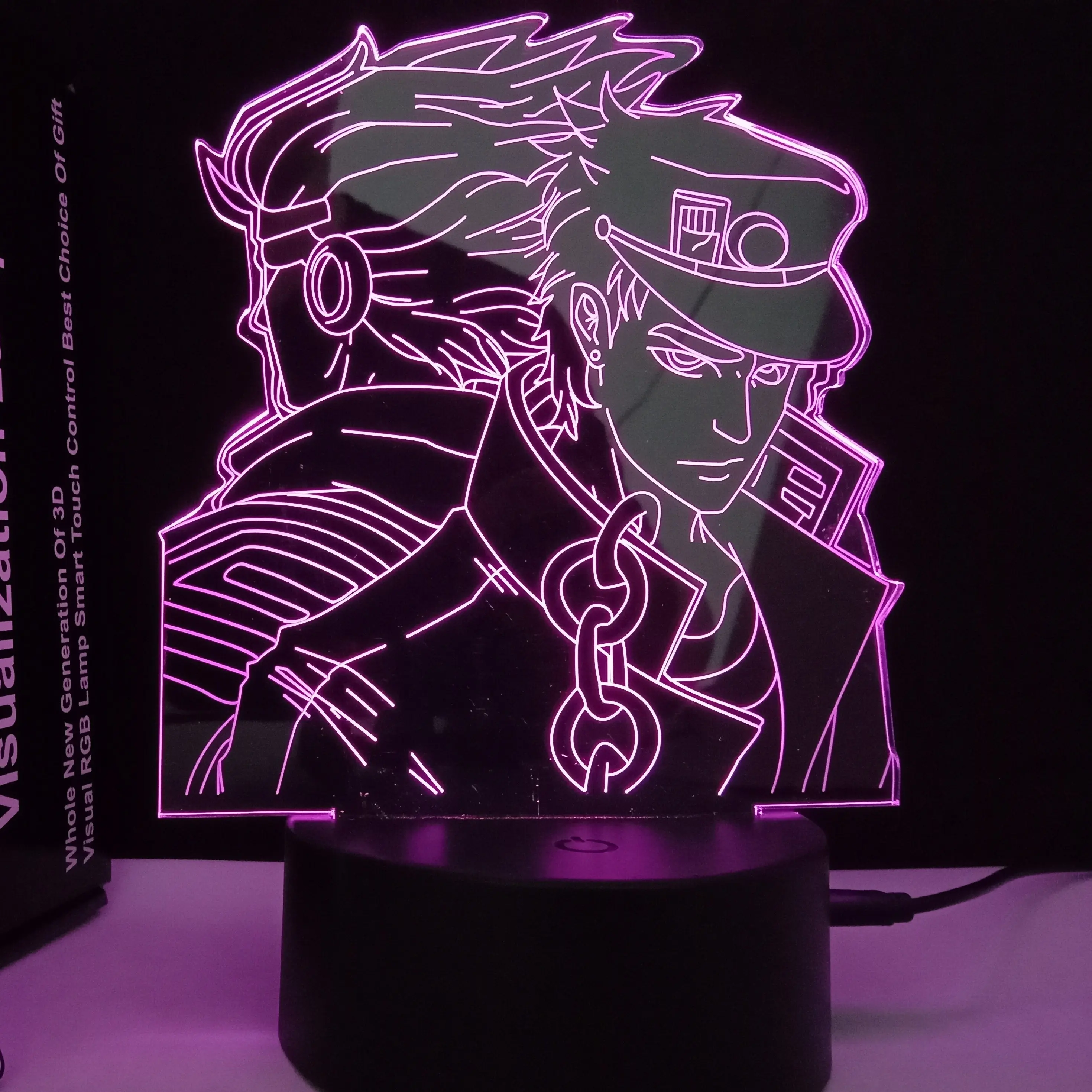 Điều Khiển Từ Xa 16 Màu Kujo Jotaro 3D Anime Đèn JOJO Star Platinum Lampe 3D Tùy Chỉnh Thiết Kế Đèn Chấp Nhận Vật Liệu Acrylic ABS