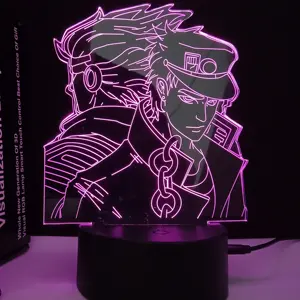 Bán sỉ jojo đèn-Điều Khiển Từ Xa 16 Màu Kujo Jotaro 3D Anime Đèn JOJO Star Platinum Lampe 3D Tùy Chỉnh Thiết Kế Đèn Chấp Nhận Vật Liệu Acrylic ABS