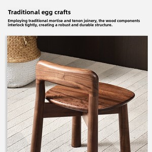 Taburete pequeño de nogal negro norteamericano, silla para niños, taburete para cambiar zapatos con respaldo, taburete de <span class=keywords><strong>madera</strong></span> maciza para sala de estar - Product Image 3