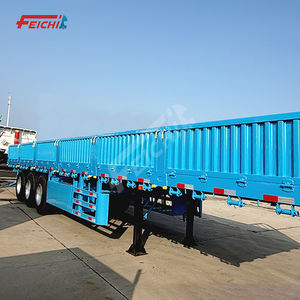 Semi-<span class=keywords><strong>remorque</strong></span> FEICHI à 3 essieux avec panneaux latéraux et barrières de protection, semi-<span class=keywords><strong>remorque</strong></span> en acier haute résistance, semi-remorques multi-essieux - Product Image 2