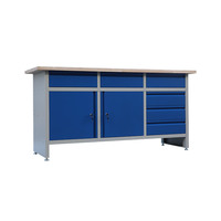 Banc de travail en acier pour garage avec tiroirs, banc de travail en acier avec coffre de rangement, armoire à outils en métal pour atelier et garage