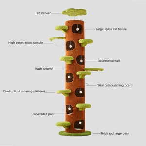 إطار تسلق القط شجرة عش كبسولة فضاء من الخشب الصلب من خلال السماء عمود القط الجرف لعبة السيزال لوازم القط كتاب كامل - Product Image 3