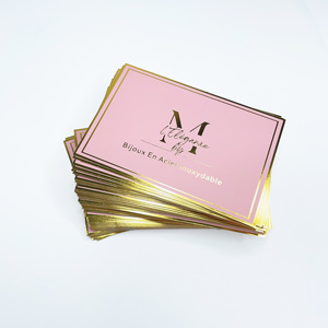 การ์ดขอบคุณสีชมพูขนาด 4x6 นิ้ว ปรับแต่งโลโก้ การ์ดอวยพรพร้อมปั๊มฟอยล์ทอง การ์ดธุรกิจสำหรับตกแต่งบรรจุภัณฑ์ - Product Image 3
