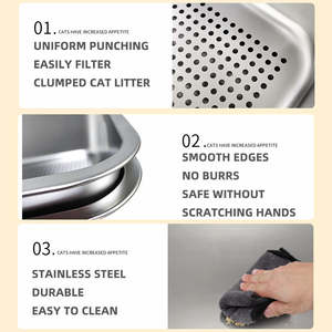 Nouveau bac à litière pour chat en acier inoxydable avec filtre Toilettes ouvertes détachables Fournitures pour animaux de compagnie en stock - Product Image 4