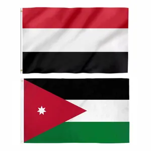 आउटडोर 3X5 पॉलिएस्टर लाल सफेद, हरे काले Jordanian यमन झंडे प्रिंटिंग झंडा