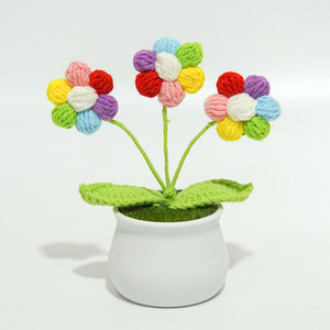 2025 Children's Day <b>Gift</b> Creative Crochet Flowers Wholesale Handmade Wool Knitted Flower Pot - Product Image 6