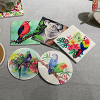 Sous-verres personnalisés avec logo, carrés ou ronds, base en liège pour bar, décoration de la maison, avec bord doré, sous-verres en céramique ou en marbre