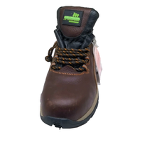 Bottes de sécurité pour hommes, mi-hautes, en cuir embossé marron, résistantes