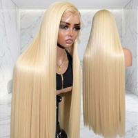 Perruques frontales en dentelle HD suisse sans colle, blond miel 613, en cheveux humains brésiliens bruts, 13x4, pour femmes noires