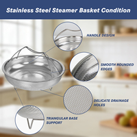 Panier de cuisson multifonction en acier inoxydable 304 pour cuisine domestique, avec poignée, servant de grille de cuisson vapeur, passoire à légumes et panier de friture
