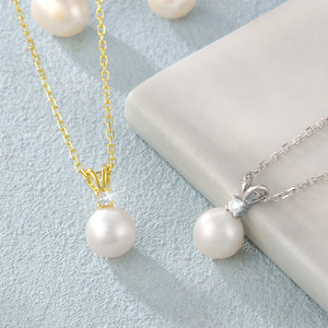 Collar de Perlas de Agua Dulce de Lujo, Plata de Ley 925, Joyería para Mujer, Regalos de Cumpleaños, Cadena con Colgante de Perla Real Chapada en Oro de 14K - Product Image 1