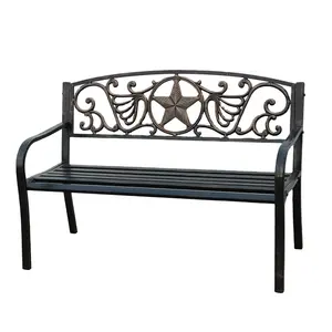 Outdoor star design cast iron garden metal bench