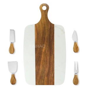 2025 yunhao Keo Gỗ pho mát Hội Đồng Quản trị cắt Board đá cẩm thạch với 4pcs pho mát dao Đặt đá cẩm thạch pho mát Board Set - Product Image 1