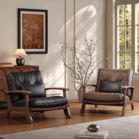 Canapé paresseux en cuir véritable de style vintage moderne et luxueux, avec chaise en bois massif et accoudoirs, pour salon et mobilier de maison