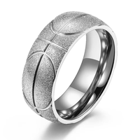 Bague Éternité Unisexe en Acier Inoxydable Plaqué Or avec Gravure Motif Basketball, Idéale pour Mariage, Fête ou Anniversaire