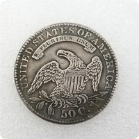 1830 USA Souvenir Coin Replica Collection American Capped BUST DEMI DOLLAR Antique 50c US Silver Plated Copper Coin